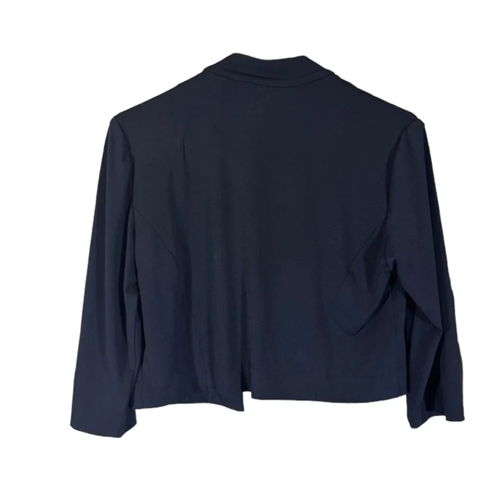 Jessica Howard Navy Blue Long Sleeve Opened Front Mock Neck Shrub Women Sz 6